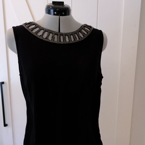 MLV Beaded Rayon Tank with Deep V Back - Medium - Picture 2 of 3